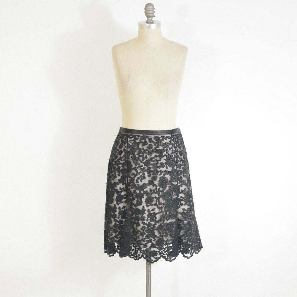 Black Leather Trim Skirt main image 0